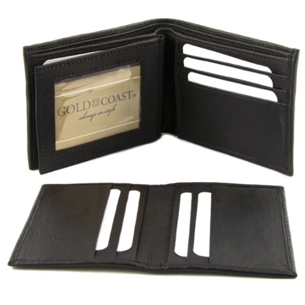 Gold Coast -NEW- Men's 4-Piece Brown and Black Leather Wallet and Card Case Set